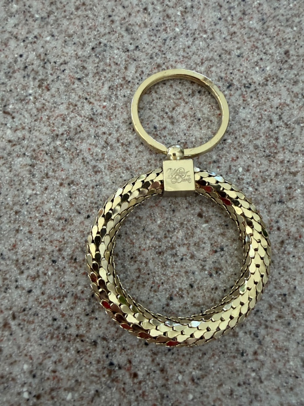 Whiting & Davis Gold Twisted Chain Hoop Keyring